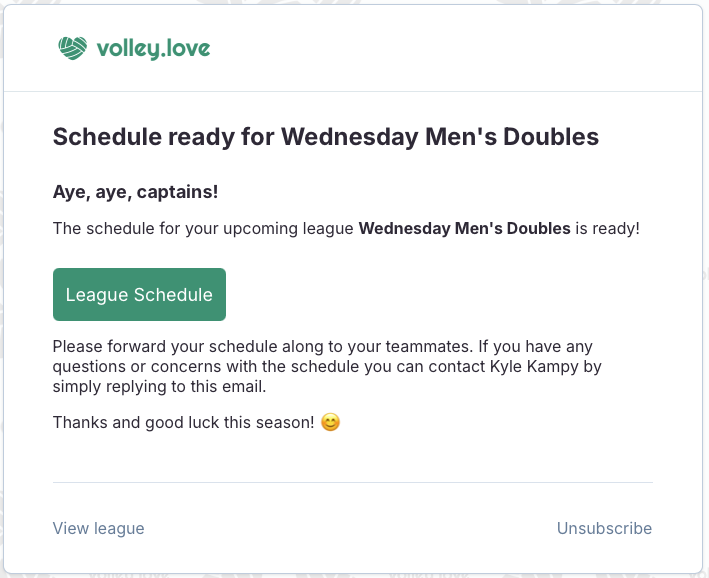 Schedule ready email example