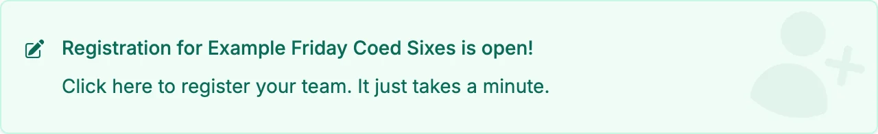 League registration page in volley.love, a volleyball team sign-up platform