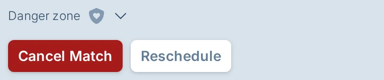Cancel match danger zone in volley.love, a volleyball scheduling tool for league managers