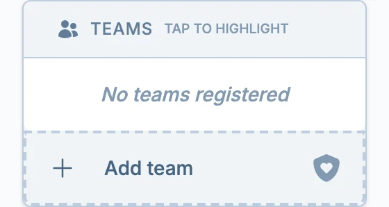 Add team action in volley.love, a volleyball roster management tool