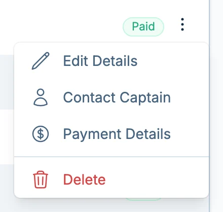 Team actions menu in volley.love, a volleyball admin app for team management